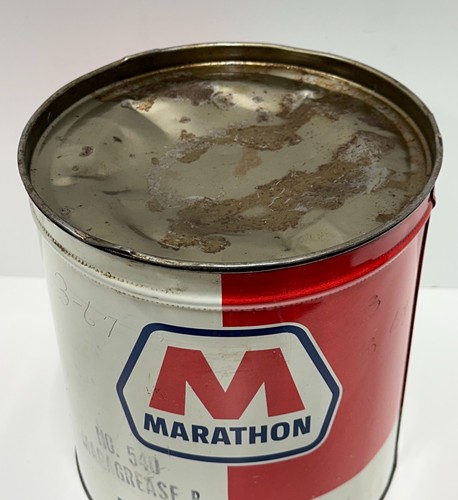 Vintage Marathon Werbung 10 Pfund Fett Dose Gas Öl leer Öl und Gas - Bild 2 von 9