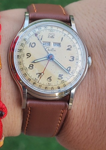 Vintage Croton Triple Date Calendar Ref. A3NC C2095 Men's 34mm Stainless Watch - Picture 16 of 21