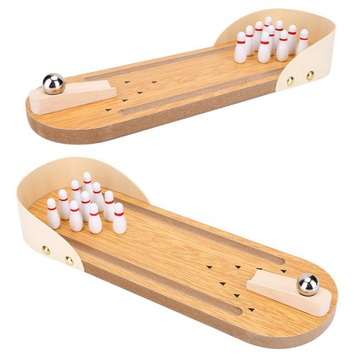 Tavolo Mini Bowling Gioco Set Scrivania Legno Decorazione Bambini Giocattoli FA - Foto 8 di 24