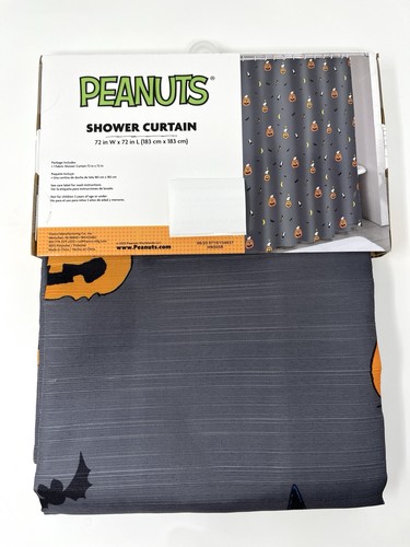 PEANUTS SNOOPY WITH PUMPKIN HALLOWEEN FABRIC SHOWER CURTAIN 72 X 72 INCH. NEW - Picture 2 of 4