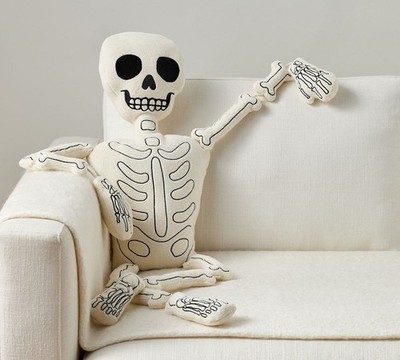 Pottery Barn Mr. Bones Shaped Pillow, NWT