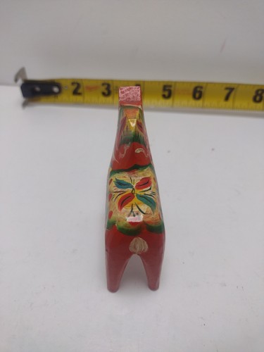 Vintage Svezia Nils Olsson AKTA Dalahemslojd legno intagliato dipinto a mano cavallo rosso 2'' - Foto 4 di 8