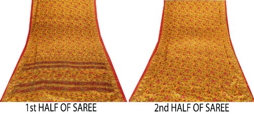 Sanskriti Vintage Bastelbedarf Wohndeko grün Blumenmuster 6Ydsari Mooskrepp - Bild 3 von 12