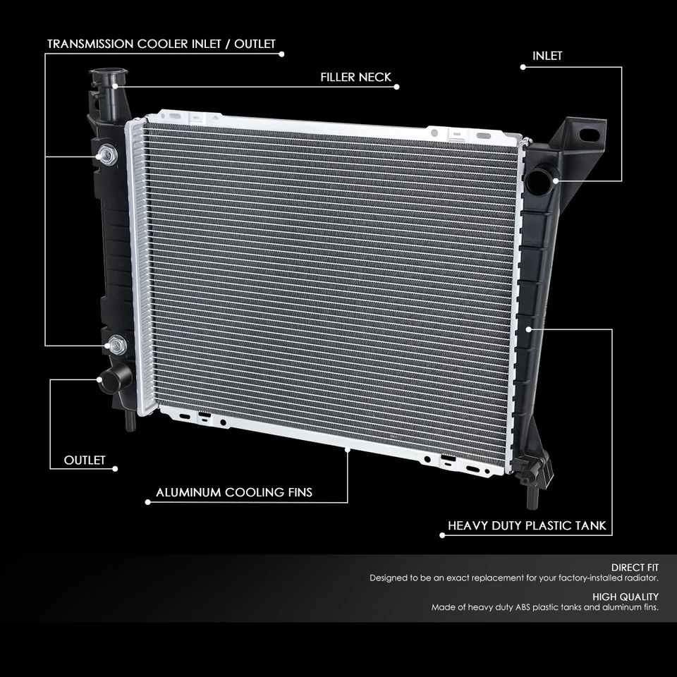 Radiador de refrigeración DPI901 completo de aluminio estilo fábrica Fit 86-97 Ford Aerostar 3,0 L Foto 2 de 4