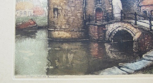 Brujas Bélgica Porte Baudets Estampado Vintage Steen ¿Coloreado a Mano? Enmarcado 1 de 4 - Imagen 5 de 7
