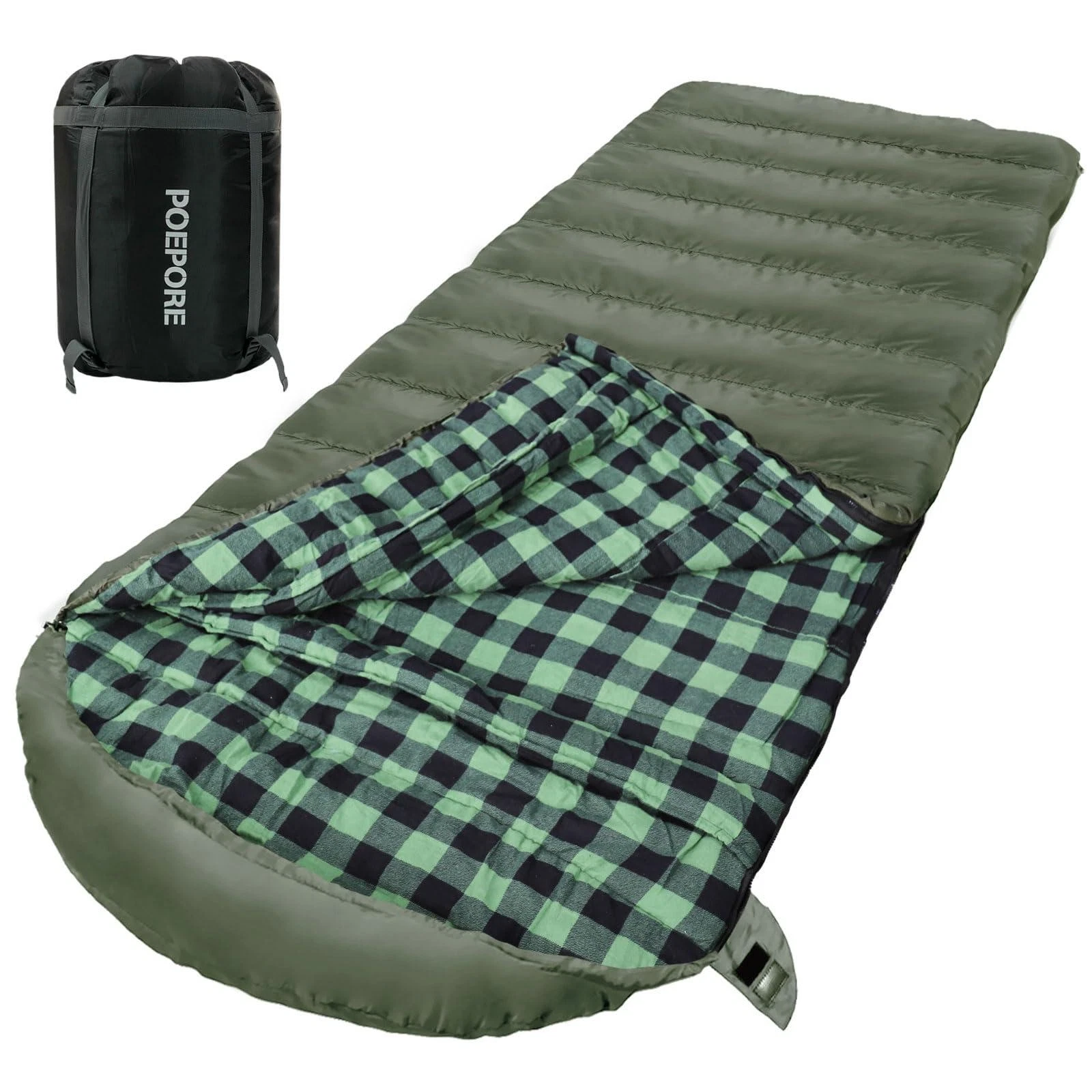POEPORE 0 Degree Sleeping Bag 100% Cotton Flannel XXL Cold Weather Winter Oversi