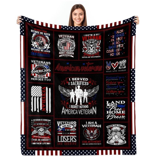 Veterans Gifts Blanket, Gifts for Veterans Men, Vietnam Veteran Gifts, Navy/A...