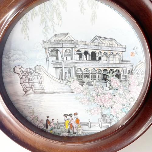Plato de coleccionista de porcelana Imperial Jingdezhen 1988 de colección El barco de mármol enmarcado - Imagen 12 de 24