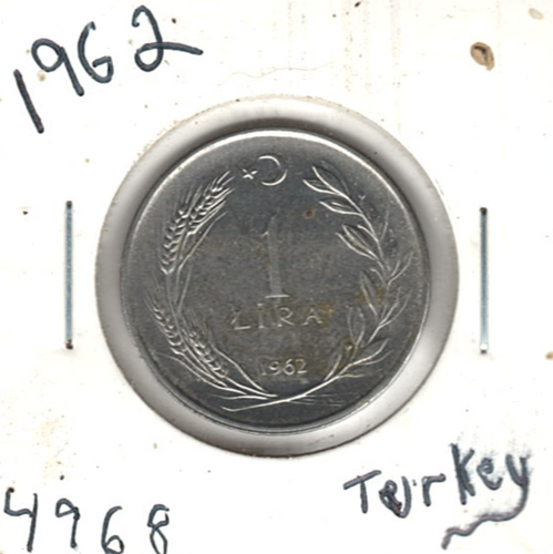 1962 ONE LIRA FROM TURKEY ~ stk 4968 - Picture 3 of 4