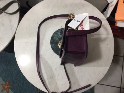 Aldo Purple Handbag with Gold Tiger Accent and Chain Strap Damaged See PICs! - Picture 19 of 24