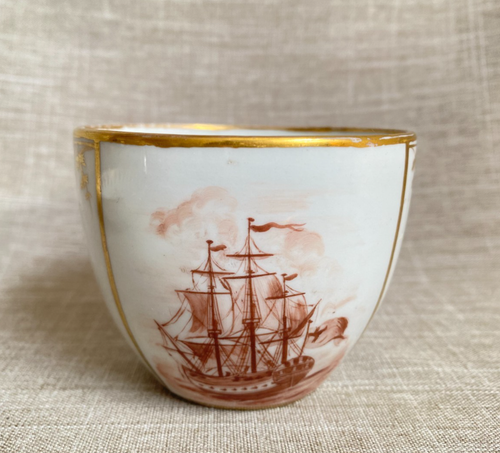 Antique Rare c1805 George III Spode Hand Painted Sailing Ship Tea Cup & Saucer - Picture 4 of 24