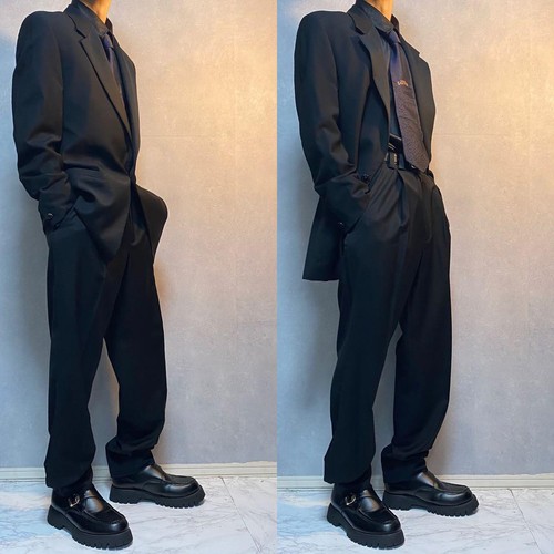Gianni Versace Tuxedo Set Up Black Wool Men's From Japan i10349 - Afbeelding 2 van 14