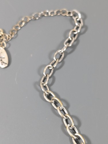Jules B Statement Necklace Silver Tone Hammered Rings Black Faceted Cab 22" - Picture 6 of 10