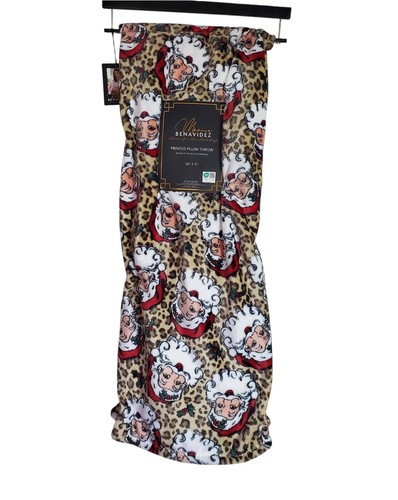 VIRAL! Christmas Santa Cheetah/Leopard Animal Print Plush Throw Blanket 60x70 - Picture 2 of 7