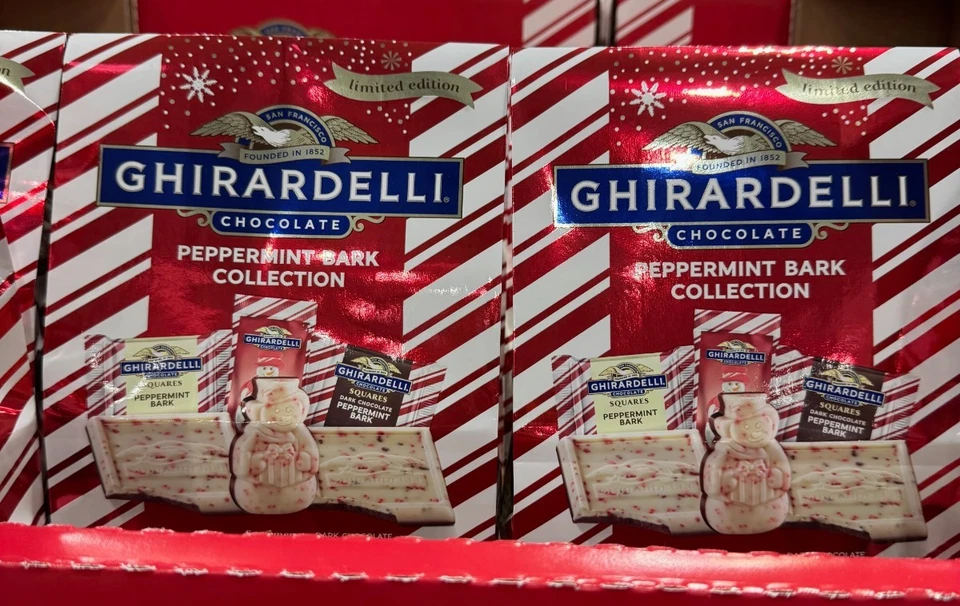 Muñeco de nieve Ghirardelli colección corteza de menta variedad cuadrados de chocolate 16,2 oz Foto 3 de 4