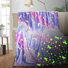 Unicorn Glow in the Dark Blanket, Unicorn Blanket for Girls/Kids, Unicorns Gifts