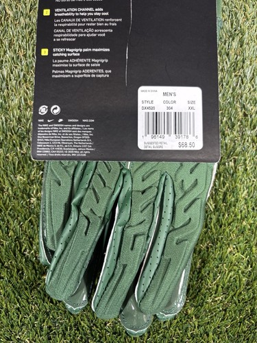 Nike Superbad 6.0 Mens size 2XL NFL Football Gloves Green XXL NEW DX4520-304 - Picture 3 of 3