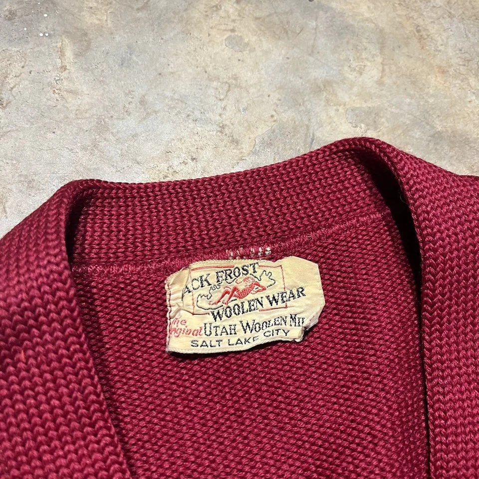 Cárdigan Universitario Jack Frost Woolen Wear Años 40/50 Vintage Verdadero Años 40/50 Foto 4 de 4
