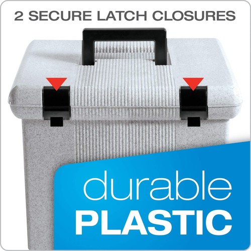 Portable File Box with File Rails, Hinged Lid with Double Latch Closure, Gran... - Picture 5 of 7