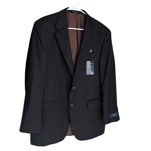 Chaps Blazer Men’s 42R Brown Pinstripe Wool Sport Coat Jacket NWT - Picture 3 of 7