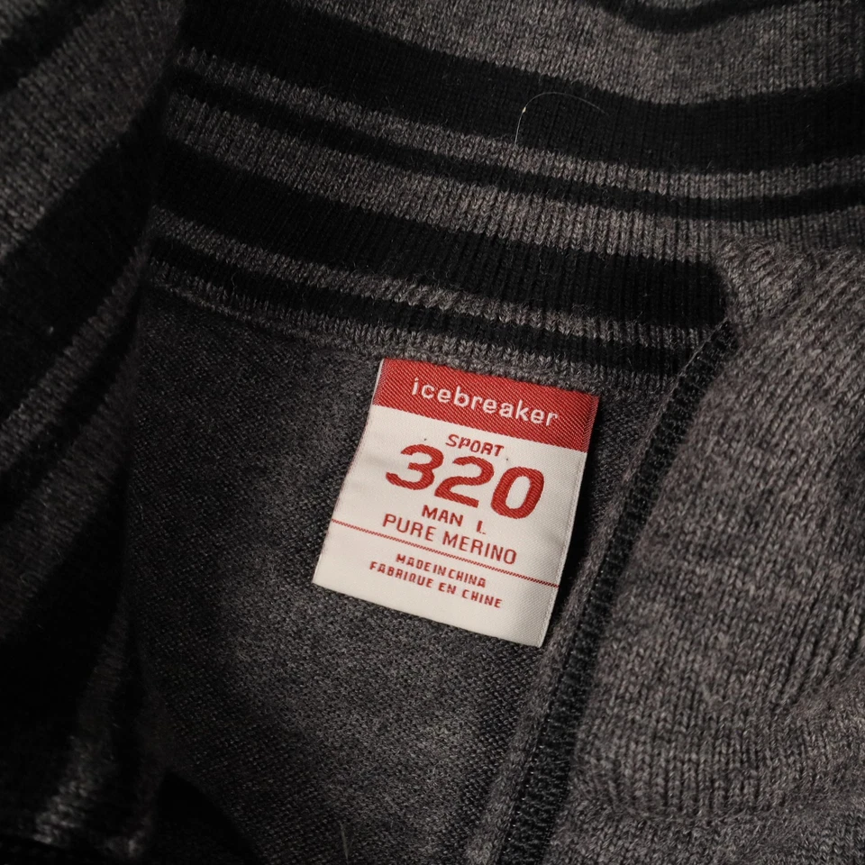 Icebreaker Sport 320 Sweater Merino Wool 1/4 Zip Pullover Mens Large Hiking Grey - Image 2 of 4
