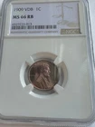 1909 VDB Lincoln Wheat Cent Penny Ngc Mint State 66 RB