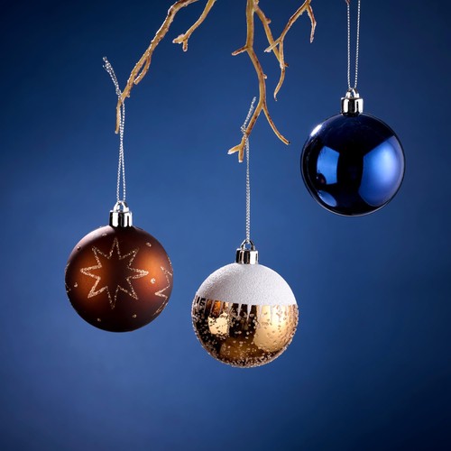 DecorbyHannah Christmas Ornaments Set, 21ct Blue Copper Gold Ornaments for Ch... - Picture 3 of 6