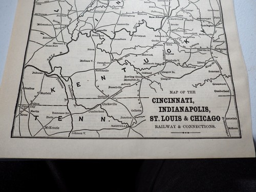 Vintage RR Map "Cincinnati, Indianapolis St. Louis & Chicago RY & Connections" - Picture 1 of 1