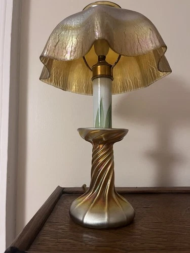 1915 Louis Comfort Tiffany Art Glass Candlestick Lamp Working Signed