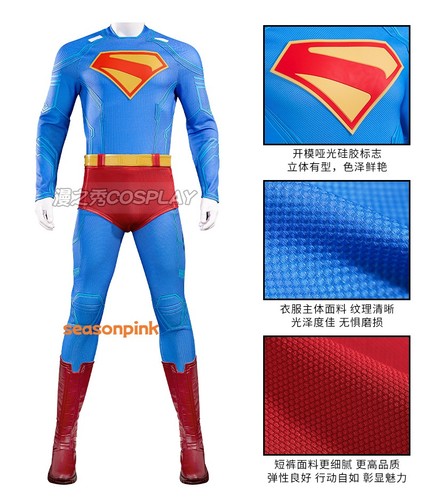 Superman Legacy Clark Kent Halloween Costume Outfits Cosplay Mens Jumpsuit Suit - Picture 3 of 14