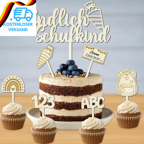 Schulkind Deko Einschulung Deko Tortendeko Einschulung, 7 StüCk Schulkind Cake T-image
