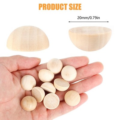 Half Wooden Beads Natural Wood Balls Split Round Wood Balls For DIY  Decorate