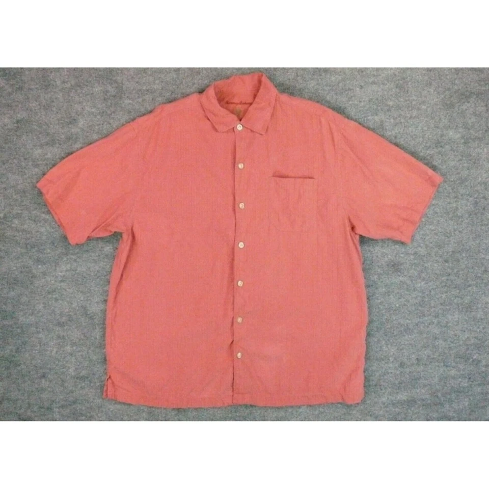 Camisa Tommy Bahama Para Hombre XL Rosa Seda Campamento Foto 2 de 4