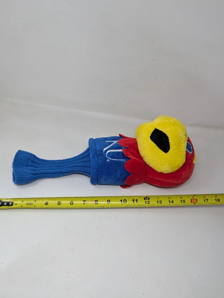 堪萨斯 Jayhawks 吉祥物 Jumbo 高尔夫俱乐部头套全新带标签毛绒 KU 标志大学 — 第 4/4 张图片