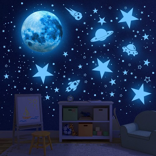 603 Stück Leuchtsterne Kinderzimmer Sterne Mond Leuchtend Aufkleber Wandsticker - Bild 13 von 24