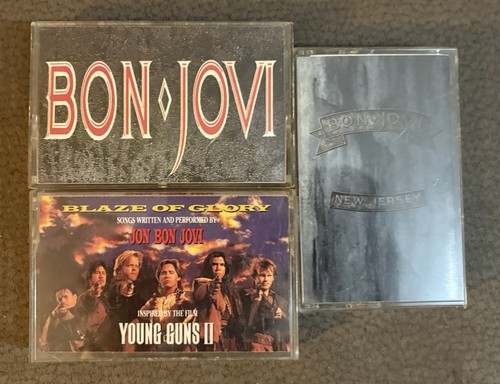 BON JOVI Cassette Tape Lot: New Jersey, Slippery & Young Guns Soundtrack