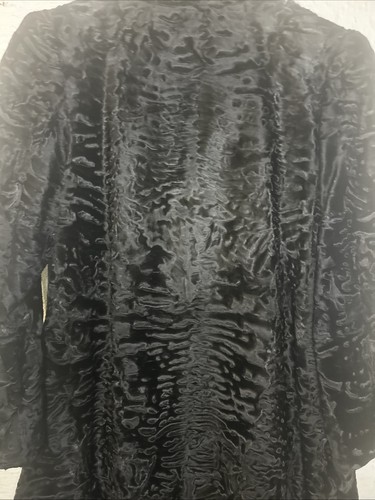 Vintage knielanger schwarzer Schafmantel mit Handschützern - Bild 6 von 10