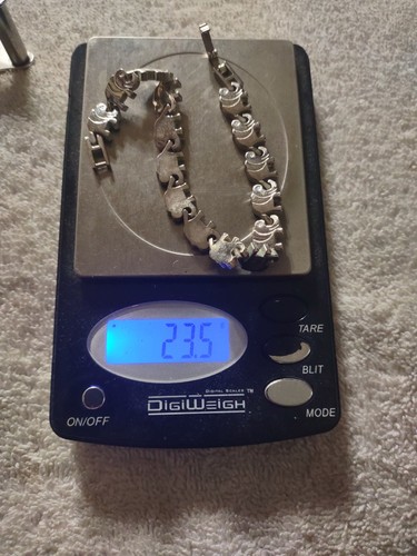 Pulsera de eslabones de elefante vintage de plata de ley con marca 925 23,5 gramos - Imagen 12 de 12