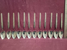12pc Stainless Wm Rogers Mfg Co LINES NASSAU CITRUS FRUIT SPOON  5 7/8"  No Mono