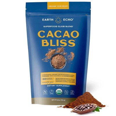 Earth Echo Raw Cacao Bliss Superfood Powder Organic Non GMO Health 30 Serving