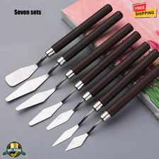 7Pcs Stainless Steel Painting Scraper Set Oil Gouache Acrylic Art Palette Knives