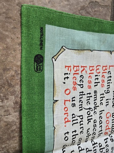 Vintage Tea Towel Linen Helen Taylor Bless This House Lyric English Cottage - Picture 4 of 7