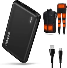 KOVNLO Battery Pack for Heated Vest, 5V 2A 10000mAh USB Power Bank with Black 