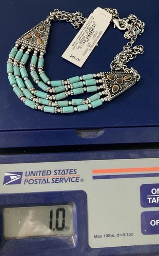 Macy's Lucky Brand Southwestern Style Layered Necklace Turquoise Tiger's Eye NWT - Picture 13 of 14