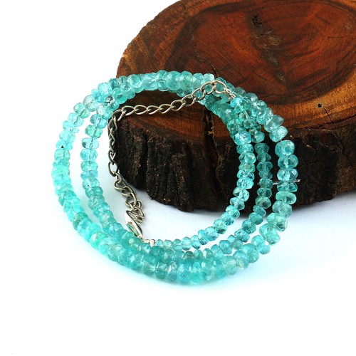Natural Aquamarine Gemstone Necklace, Gifted Christmas Jewelry 16 inches - Picture 3 of 3