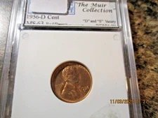 1956-D LINCOLN CENT GEM RB WDMM-001 D AND S VARIETY "THE MUIR COLLECTION"   015