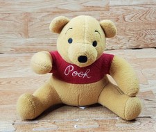 Pooh Sitting Disney 6" Plush Winnie The Pooh Bear Cursive Red Shirt