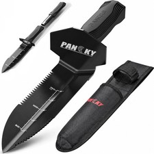 Metal Detector Shovel Extended Handle Serrated Edge Digger Trowel Matte Black
