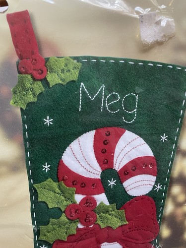 Plaid Bucilla Candy Cane Felt Stocking Maria Stanziani Christmas Craft Kit 85034 - Picture 2 of 7