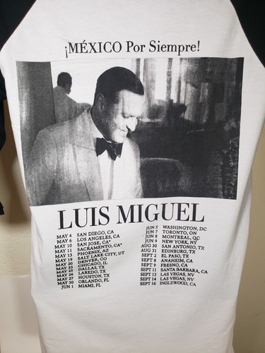 2018 Luis Miguel “Mexico Por Siempre!” Concert Raglan T-Shirt w Dates Size Small - Picture 3 of 4